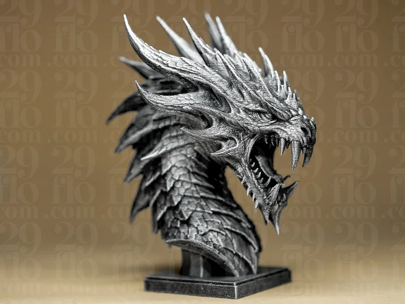 Tượng bán thân đầu rồng gầm thét #261 (Resin Bust) - Image 3
