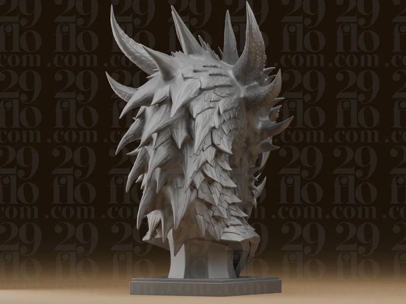 Tượng bán thân đầu rồng gầm thét #261 (Resin Bust) - Image 5