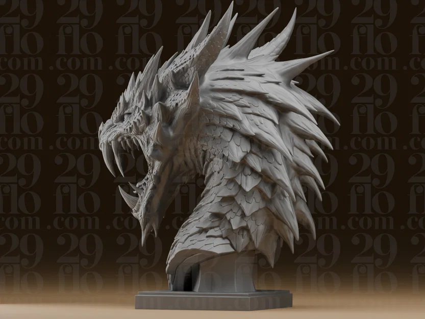 Tượng bán thân đầu rồng gầm thét #261 (Resin Bust) - Image 6
