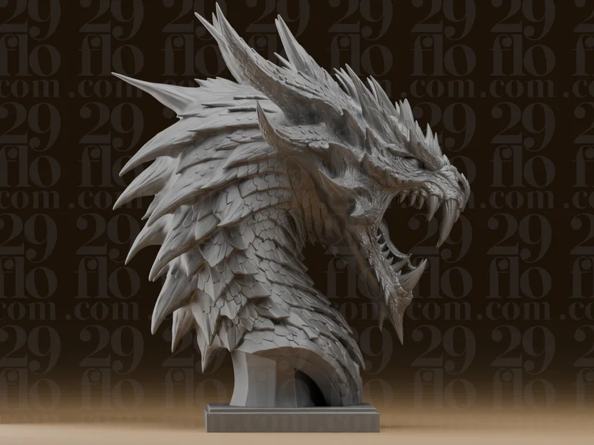 Tượng bán thân đầu rồng gầm thét #261 (Resin Bust) - Image 7