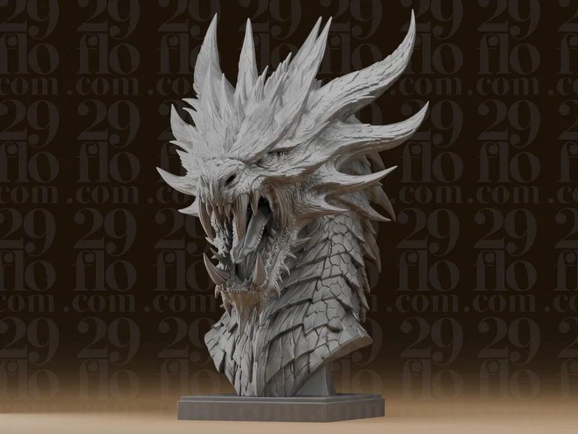 Tượng bán thân đầu rồng gầm thét #261 (Resin Bust) - Image 8