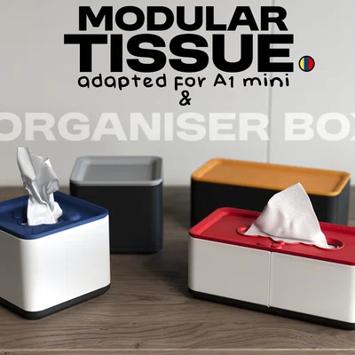 Hộp khăn giấy và khay lưu trữ mô-đun (cho máy in A1 mini BambuLab hoặc máy in cỡ nhỏ)