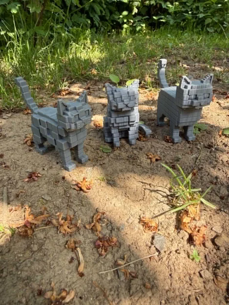Bộ 3 mô hình mèo Pixel, phong cách Low Poly - Image 2