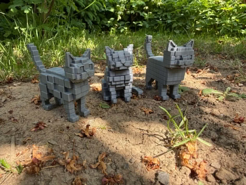 Bộ 3 mô hình mèo Pixel, phong cách Low Poly - Image 3