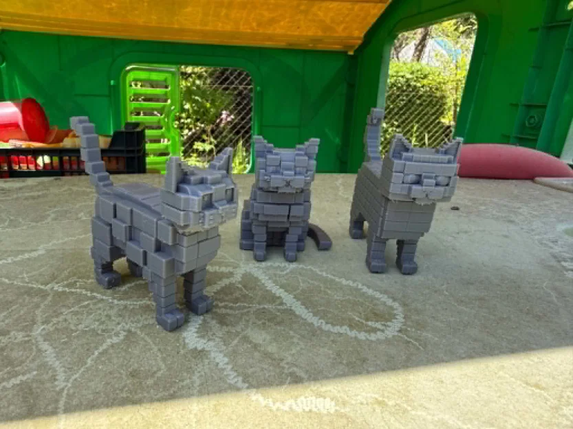 Bộ 3 mô hình mèo Pixel, phong cách Low Poly - Image 4