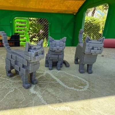 Bộ 3 mô hình mèo Pixel, phong cách Low Poly