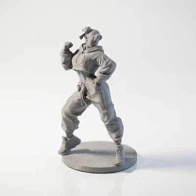 Mô hình 3D Street Fighter Chun Li ở tư thế chiến đấu