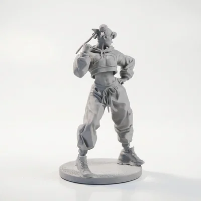 Mô hình 3D Street Fighter Chun Li ở tư thế chiến đấu