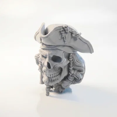 Mô hình điêu khắc đầu lâu cướp biển nửa mặt in 3D