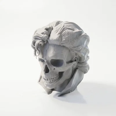 Mô hình điêu khắc nửa mặt đầu lâu Gothic in 3D