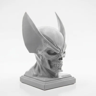 Tượng Bán Thân Wolverine Nửa Đầu Lâu - Mô Hình In 3D Độc Đáo