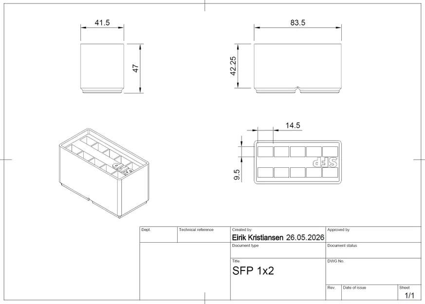 Khay Đựng Module SFP Chuẩn Gridfinity 1x2 (In 3D Ngăn Nắp) - Image 3