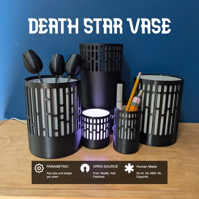 Bình hoa / Cốc đựng bút / Đèn lấy cảm hứng từ Death Star