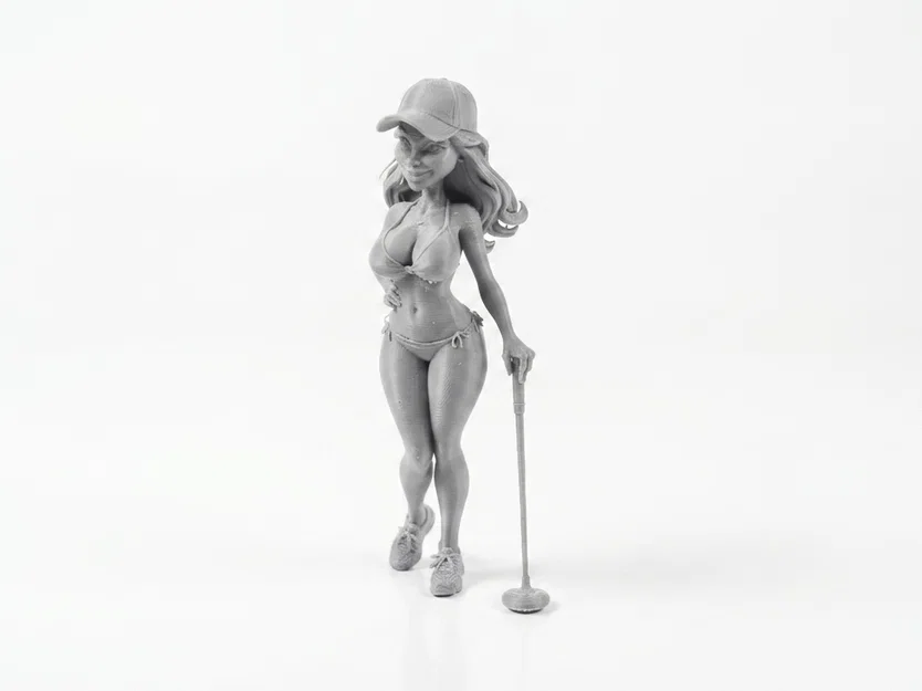 Mô hình tượng nữ vận động viên Golf bikini in 3D - Image 1