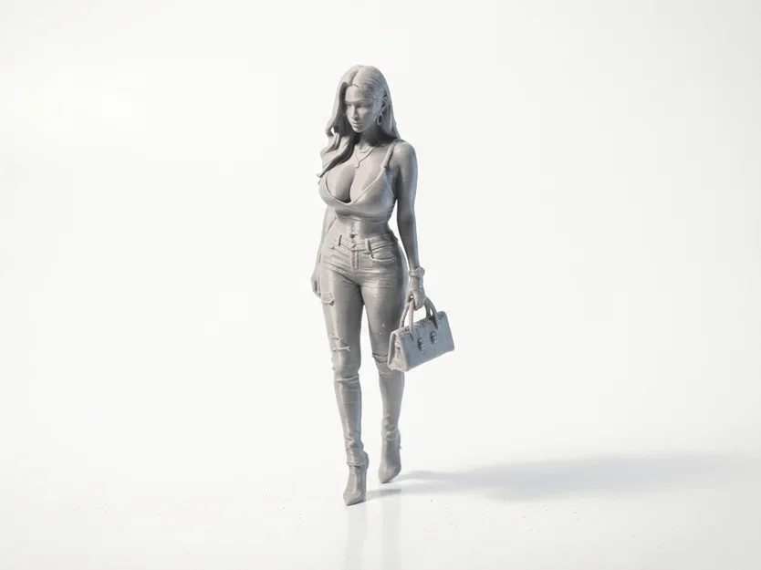 Mô hình Figurine Nữ Mặc Bra và Quần Jeans In 3D - Image 1
