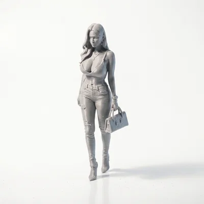 Mô hình Figurine Nữ Mặc Bra và Quần Jeans In 3D