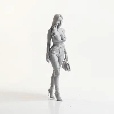 Mô hình Figurine Nữ Mặc Bra và Quần Jeans In 3D