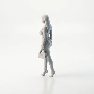 Mô hình Figurine Nữ Mặc Bra và Quần Jeans In 3D