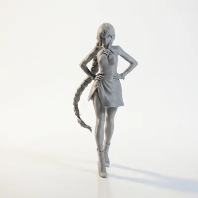 Mô hình tượng nữ nhân vật tóc tết - File STL in 3D