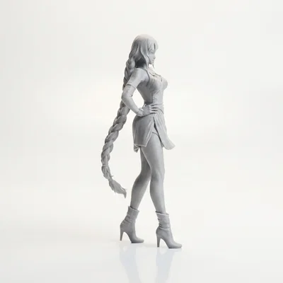 Mô hình tượng nữ nhân vật tóc tết - File STL in 3D