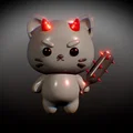 Mèo Oni Chibi cầm Kanabo | Hỗ trợ in nhiều màu (Tương thích AMS / MMU) - Thumbnail 1