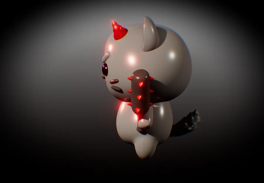 Mèo Oni Chibi cầm Kanabo | Hỗ trợ in nhiều màu (Tương thích AMS / MMU) - Image 3