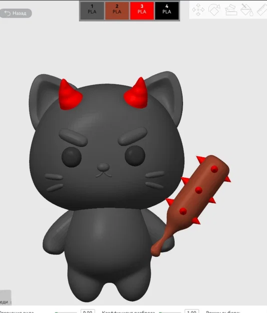 Mèo Oni Chibi cầm Kanabo | Hỗ trợ in nhiều màu (Tương thích AMS / MMU) - Image 4