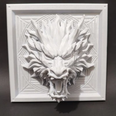 Phù Điêu 3D Đầu Rồng Uy Nghi Trên Tường
