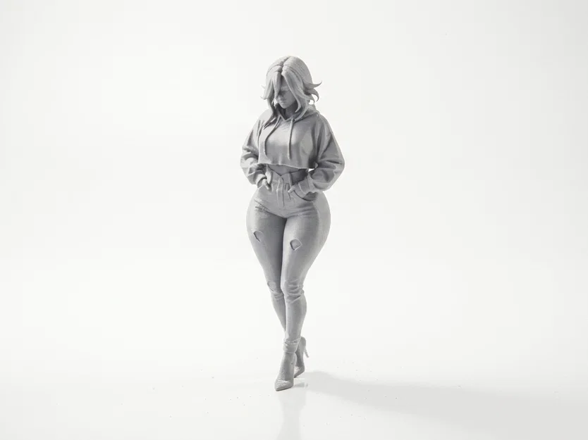Mô hình tượng nữ mặc áo Hoodie in 3D - Image 1
