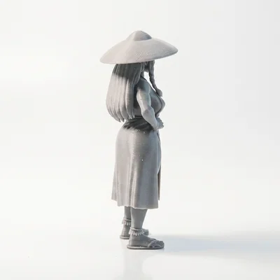 Mô hình tượng cô gái Á Đông đội nón lá 3D Printable