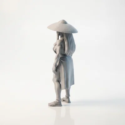 Mô hình tượng cô gái Á Đông đội nón lá 3D Printable