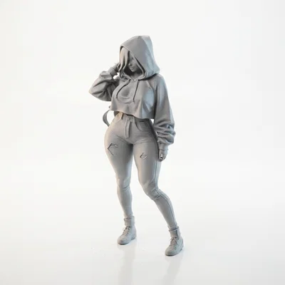 Mô hình tượng cô gái đội mũ trùm đầu in 3D