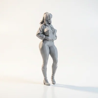 Mô hình nhân vật nữ mặc áo Hoodie phong cách Anime để in 3D