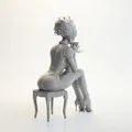 Mô hình 3D Tượng Quý Cô Thưởng Trà Sang Trọng - Thumbnail 2