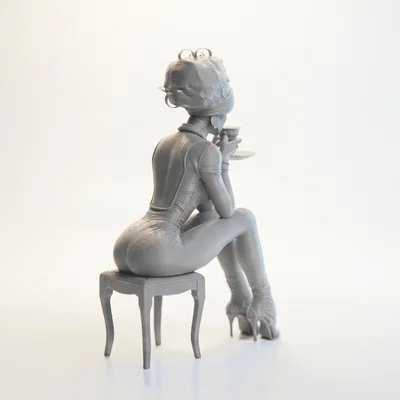 Mô hình 3D Tượng Quý Cô Thưởng Trà Sang Trọng