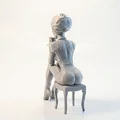 Mô hình 3D Tượng Quý Cô Thưởng Trà Sang Trọng - Thumbnail 3