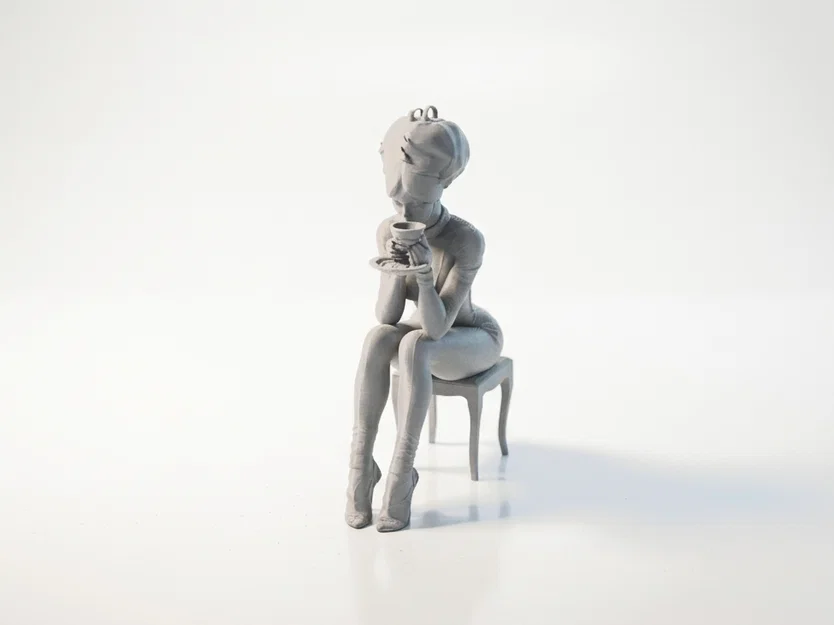Mô hình 3D Tượng Quý Cô Thưởng Trà Sang Trọng - Image 4