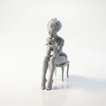 Mô hình 3D Tượng Quý Cô Thưởng Trà Sang Trọng - Thumbnail 4