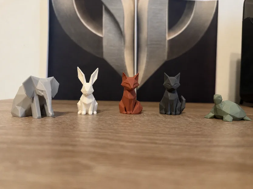 Bộ Miniatures Động Vật Low-Poly Cao Cấp – 5 Mẫu Decor Phong Cách Origami - Image 1