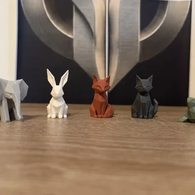 Bộ Miniatures Động Vật Low-Poly Cao Cấp – 5 Mẫu Decor Phong Cách Origami