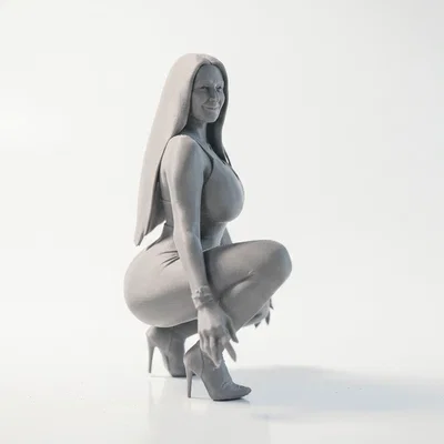 Mô hình tượng nữ tư thế Squat in 3D đầy nghệ thuật