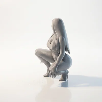Mô hình tượng nữ tư thế Squat in 3D đầy nghệ thuật