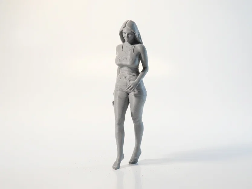 Mô hình tượng nữ Busty Vest Lady in 3D chi tiết sắc nét - Image 1