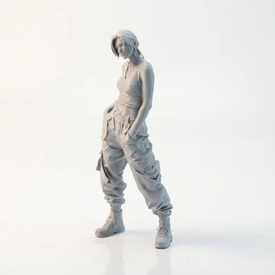 Mô hình nhân vật nữ mặc quần Cargo phong cách Streetwear (STL in 3D)