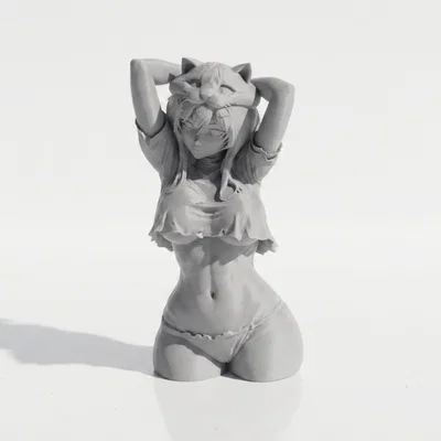 Mô hình 3D Tượng bán thân cô nàng mèo (Cat Girl Bust)