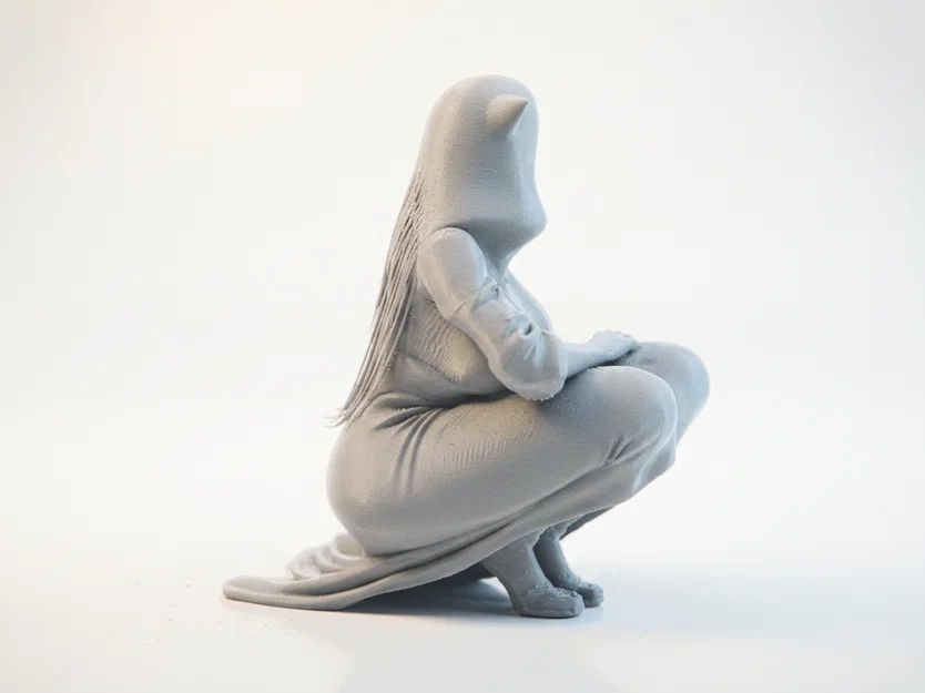 Mô hình 3D tượng cô gái đội mũ trùm đầu phong cách mèo (Cat Lady) - Image 3