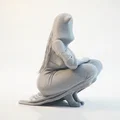Mô hình 3D tượng cô gái đội mũ trùm đầu phong cách mèo (Cat Lady) - Thumbnail 3