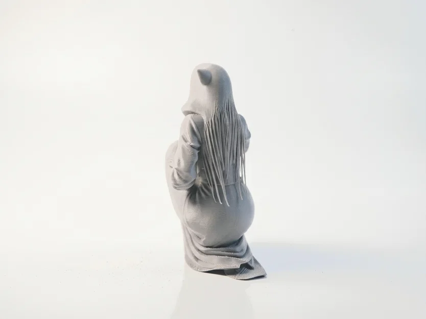 Mô hình 3D tượng cô gái đội mũ trùm đầu phong cách mèo (Cat Lady) - Image 4
