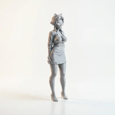 Mô hình 3D cô gái tai mèo phong cách Anime - Cat Ears Girl