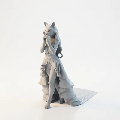 Mô hình 3D cô nàng mèo siêu mẫu (Cat Supermodel Figurine)